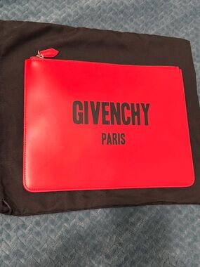 NEW - Givenchy Large Logo Leather Pouch - Red